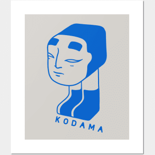 Not a traditional Kodama spirit, a ghost with onna men mask in blue ink Posters and Art